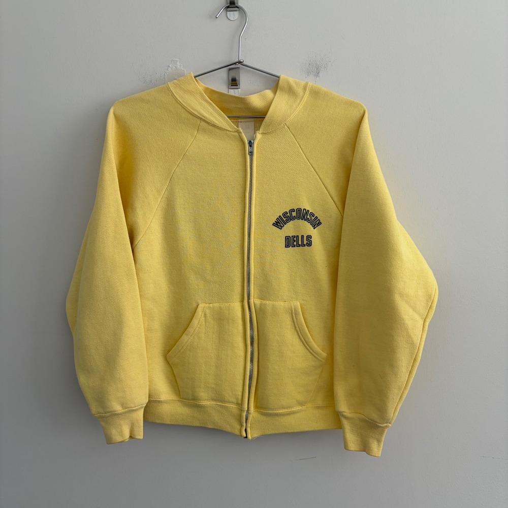 Vintage Wisconsin Dells Yellow Zip Up Sweatshirt Bomber Style